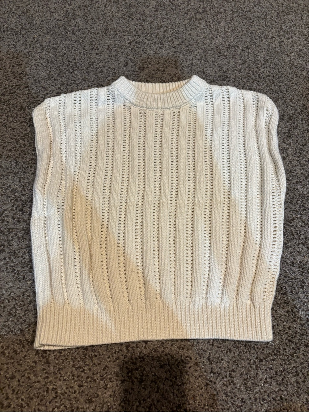 Jessica Simpson Cream Open-Weave Crewneck Sweater